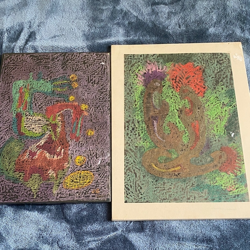 Julia Glicken Set of 2 Abstract Art 12.5*18” and 21*15” Marked JG914-854-0064